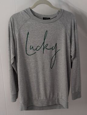 Zutter Grey 'Lucky' Script Pullover Sweatshirt